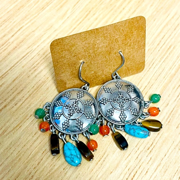 Chaps Ralph Lauren Boho Silver Dangle Earrings - Picture 6 of 8